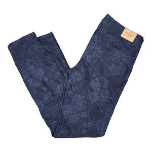 A&F Floral Blue Skinny Jeans Size 4 W27 Abercrombie Fitch Jacquard Denim Y2K 90s